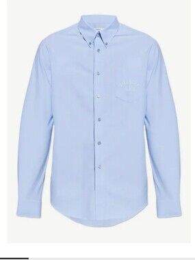 Givenchy Light Blue Cotton Button-Down Shirt featuring a chest patch pocket SZ45